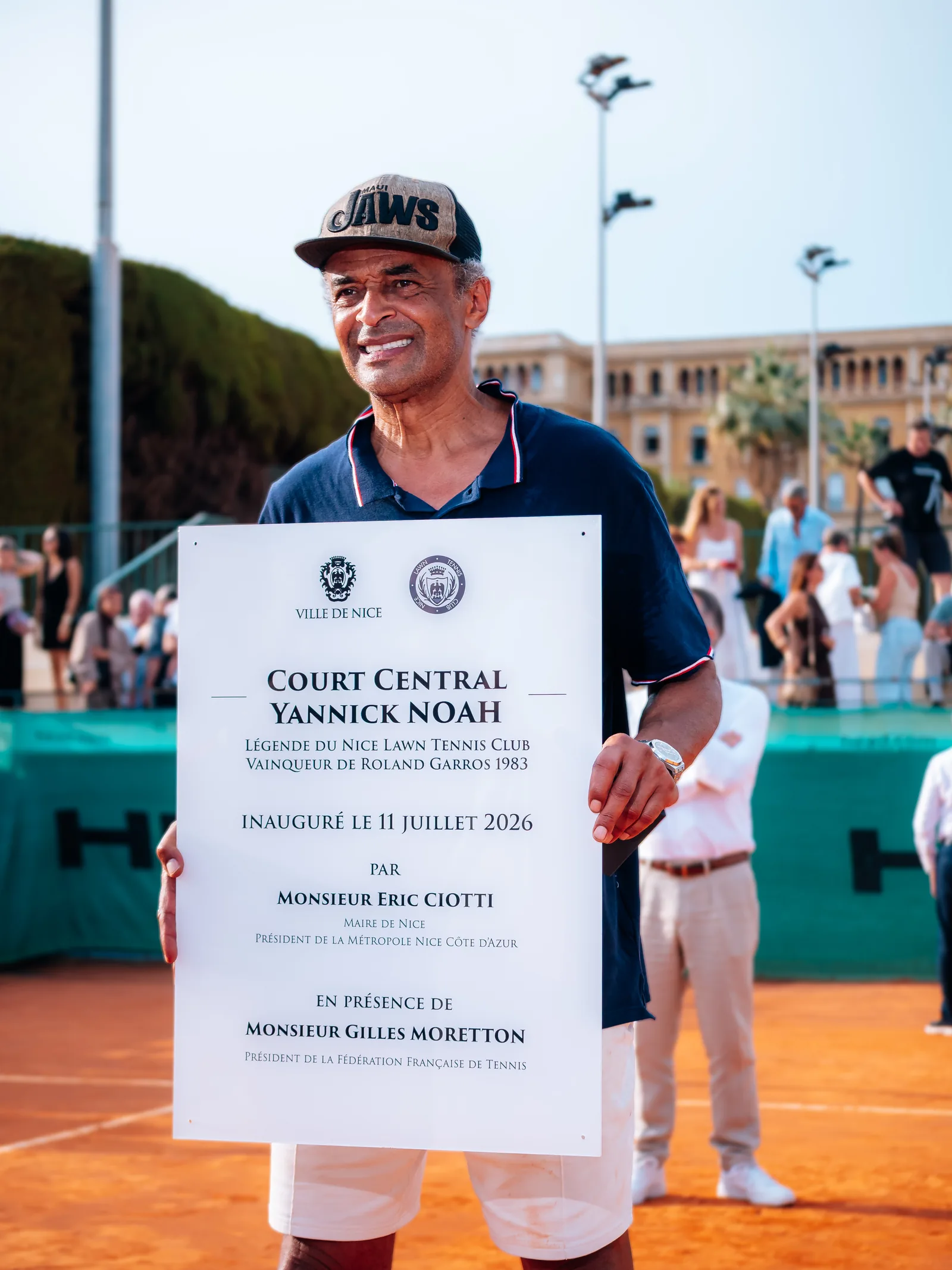 Yannick Noah lors de l'inauguration du Court Central à son nom